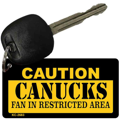 Caution Canucks Fan Area Novelty Metal Key Chain KC-2683