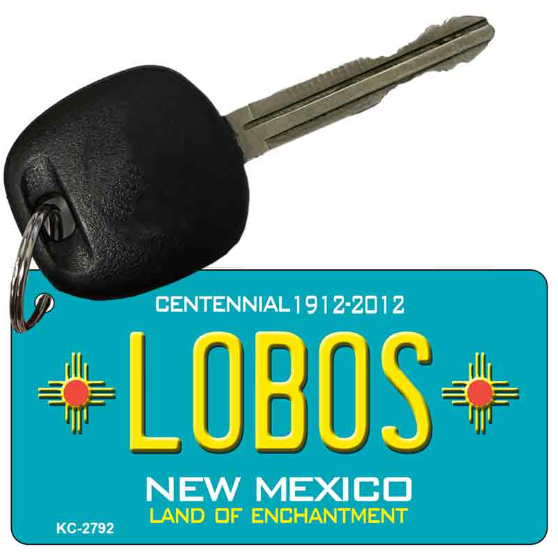 Lobos Teal New Mexico Novelty Metal Key Chain KC-2792