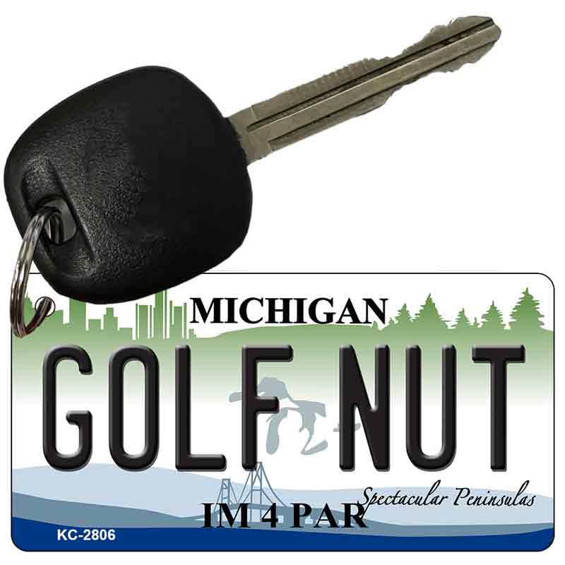 Golf Nut Michigan State License Plate Tag Novelty Key Chain KC-2806