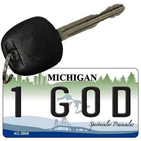 1 God Michigan State License Plate Tag Novelty Key Chain KC-2808