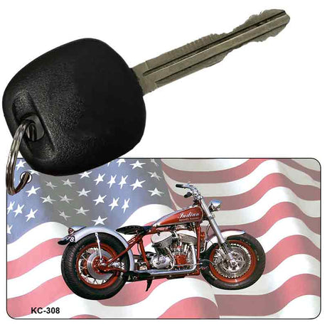 Indian Motorcycle American Flag Novelty Aluminum Key Chain KC-308