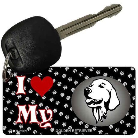 I Love My Golden Retriever Novelty Metal Key Chain KC-3909