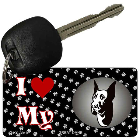 I Love My Great Dane Novelty Metal Key Chain KC-3910