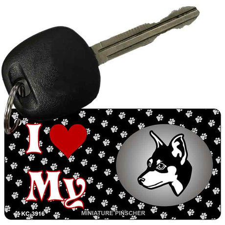 I Love My Miniature Pinscher Novelty Metal Key Chain KC-3916