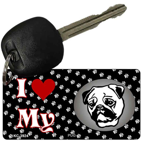 I Love My Pug Novelty Metal Key Chain KC-3924