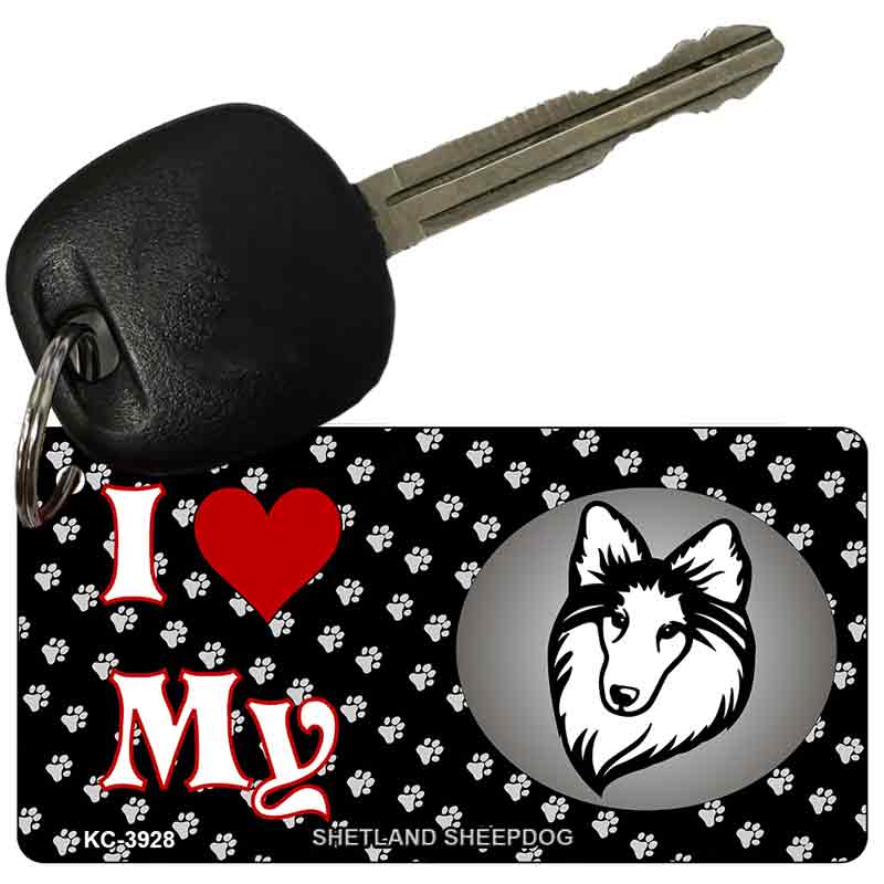 I Love My Shetland Sheepdog Novelty Metal Key Chain KC-3928