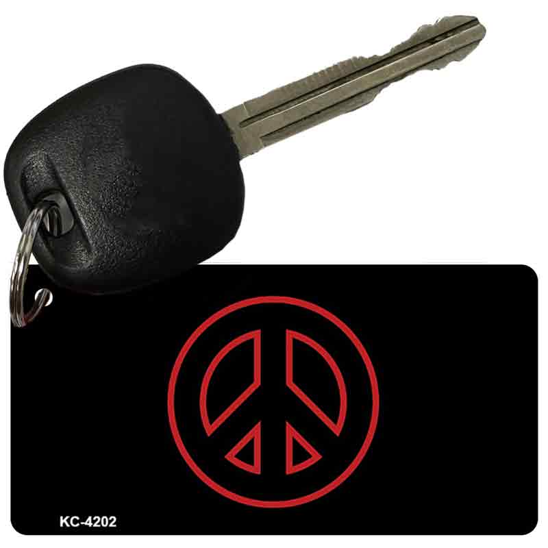 Red Peace Sign Novelty Metal Key Chain KC-4202