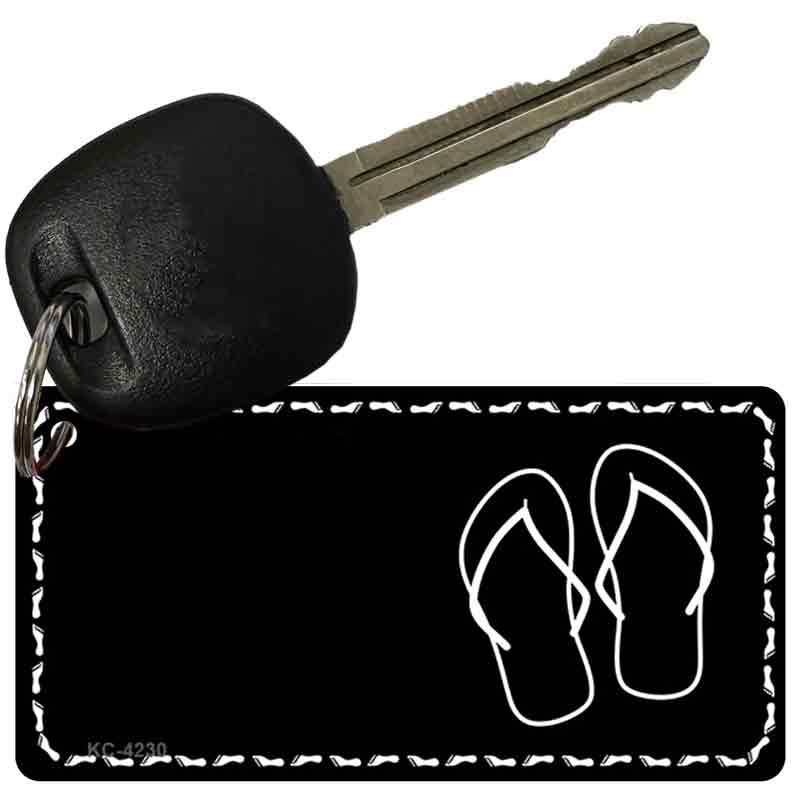 White Flip Flops Offset Novelty Aluminum Key Chain KC-4230