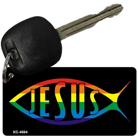 Jesus Fish Rainbow Design Novelty Aluminum Key Chain KC-4664