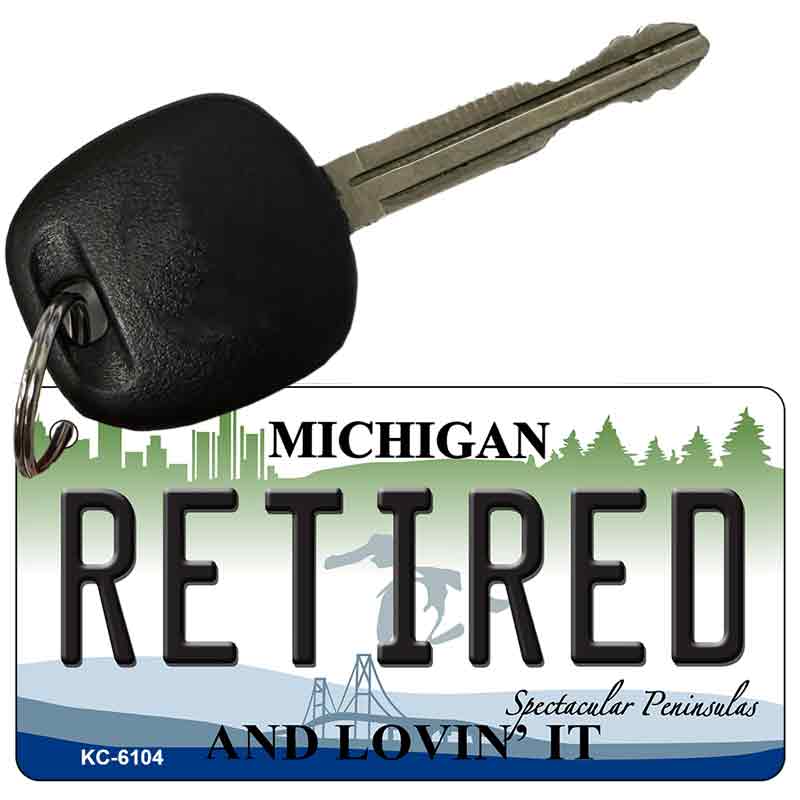 Retired Michigan State License Plate Tag Novelty Key Chain KC-4754