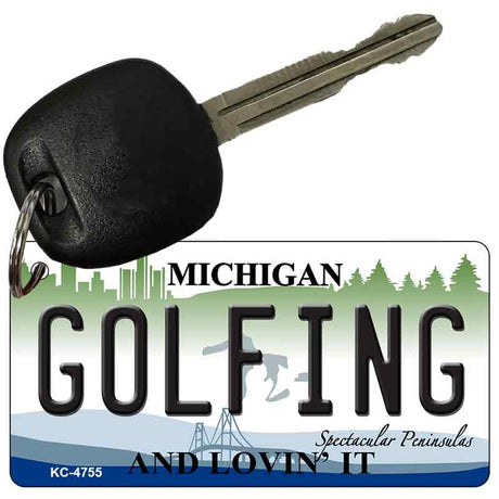 Golfing Michigan State License Plate Tag Novelty Key Chain KC-4755