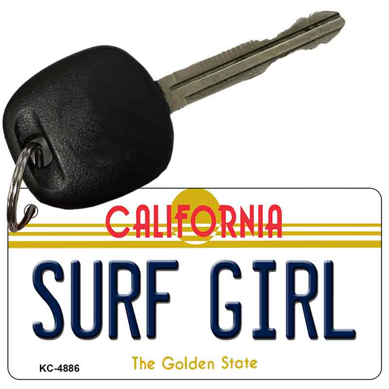 Surf Girl California State License Plate Tag Key Chain KC-4886