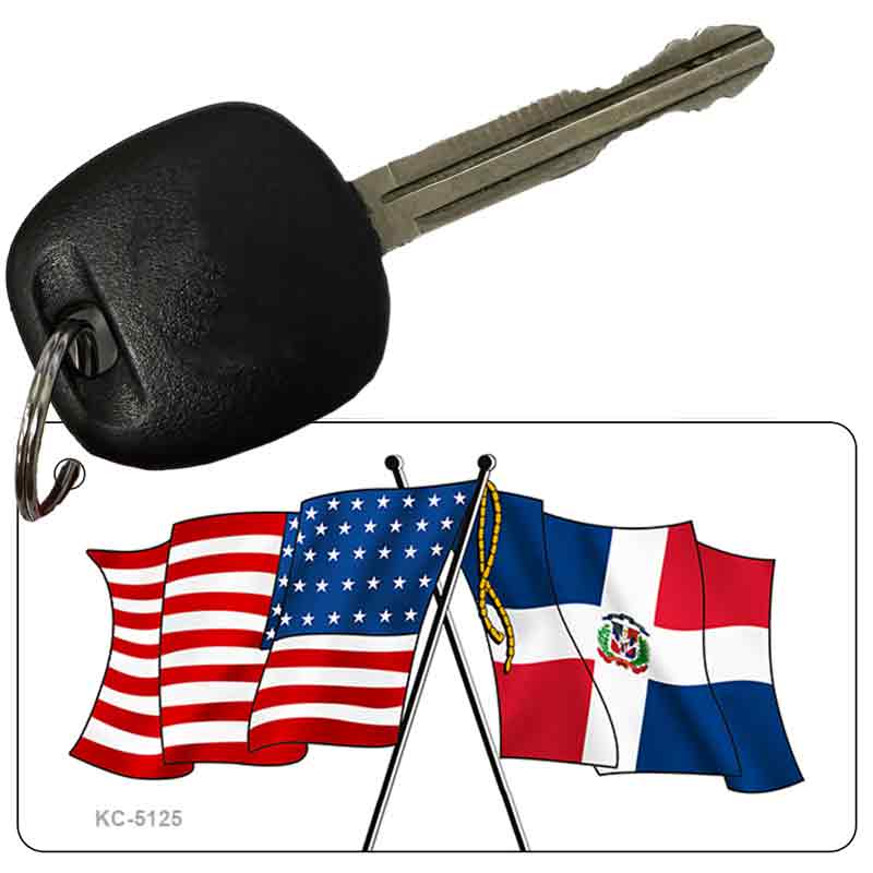 Dominican Republic USA Crossed Flags Novelty Aluminum Key Chain KC-5125