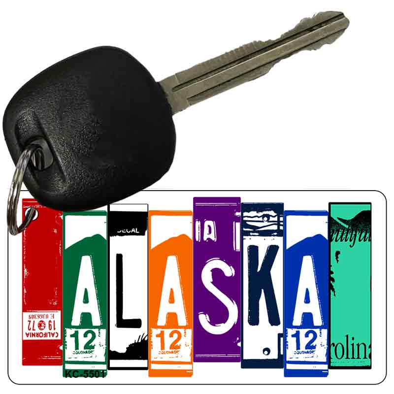 Alaska License Plate Tag Art Metal Novelty Aluminum Key Chain KC-5501