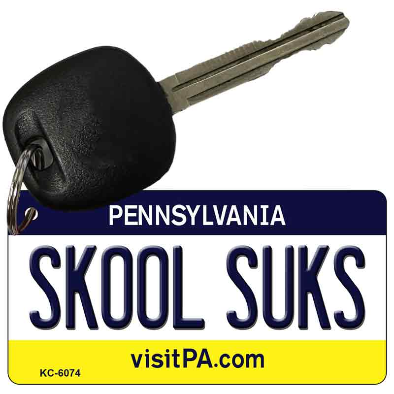 Skool Suks Pennsylvania State License Plate Tag Key Chain KC-6074