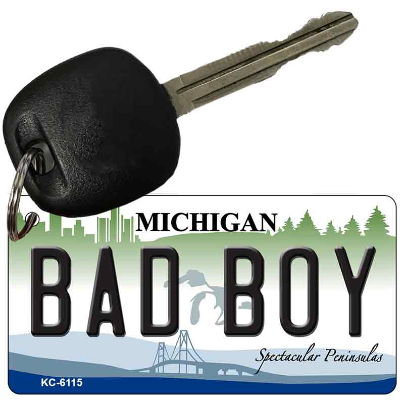 Bad Boy Michigan State License Plate Tag Novelty Key Chain KC-6115