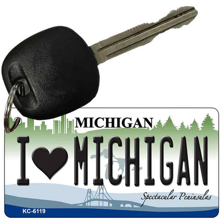 I Love Michigan State License Plate Tag Novelty Key Chain KC-6119