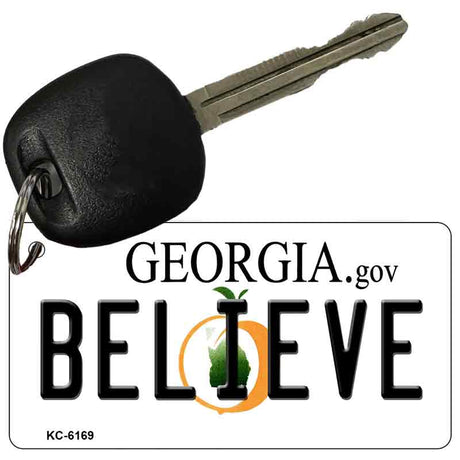 Believe Georgia State License Plate Tag Novelty Key Chain KC-6169