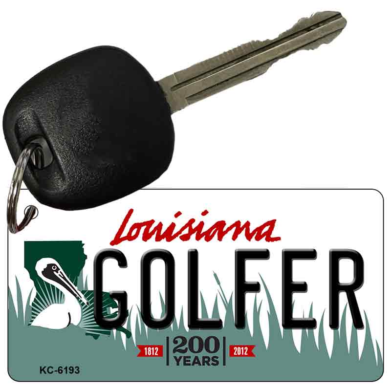 Golfer Louisiana State License Plate Tag Novelty Key Chain KC-6193