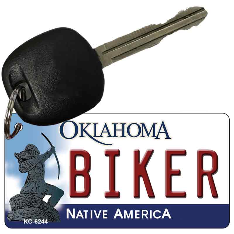 Biker Oklahoma State License Plate Tag Novelty Key Chain KC-6244