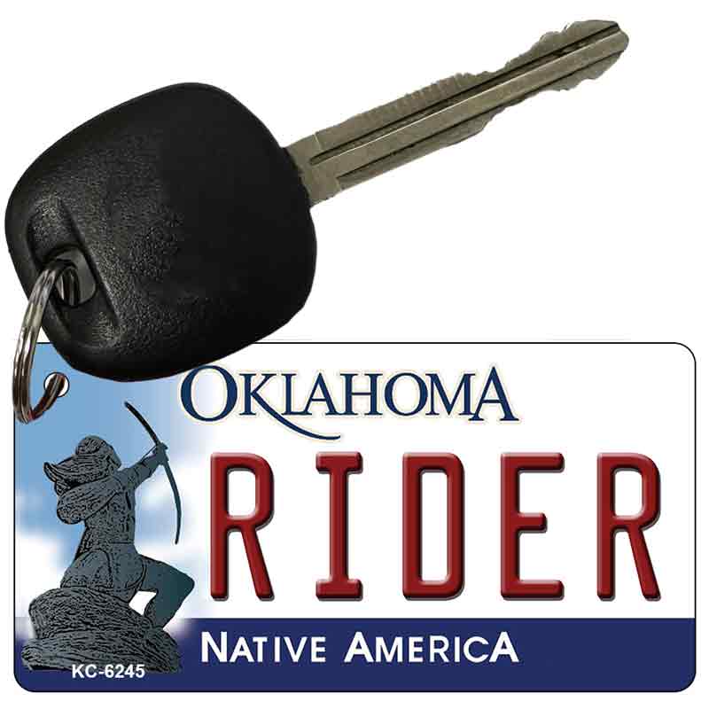 Rider Oklahoma State License Plate Tag Novelty Key Chain KC-6245