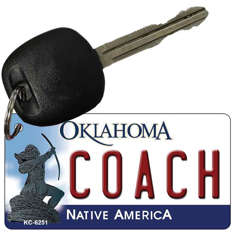 Coach Oklahoma State License Plate Tag Novelty Key Chain KC-6251