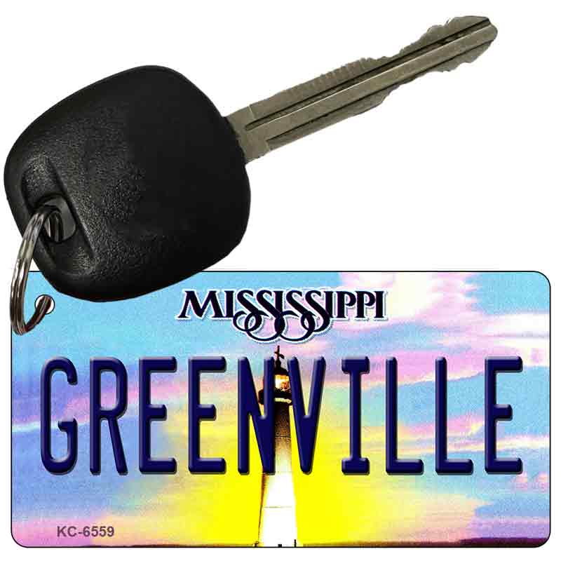 Greenville Mississippi State License Plate Tag Key Chain KC-6559