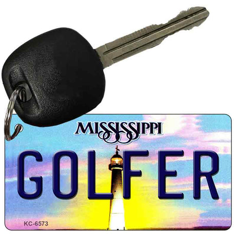 Golfer Mississippi State License Plate Tag Key Chain KC-6573