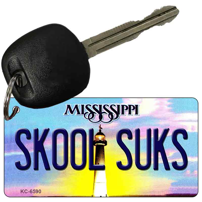 Skool Suks Mississippi State License Plate Tag Key Chain KC-6590