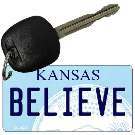 Believe Kansas State License Plate Tag Novelty Key Chain KC-6635