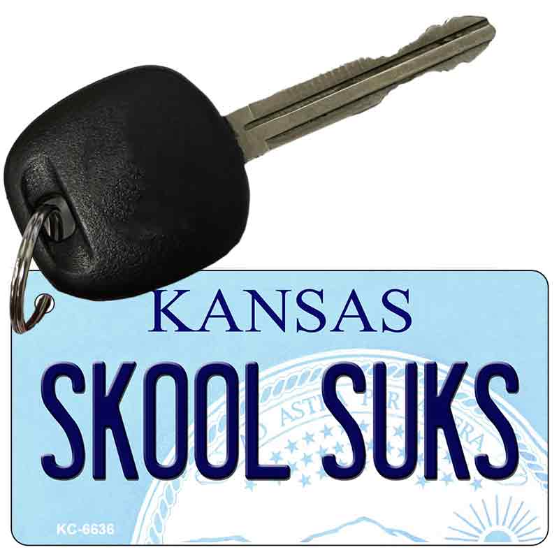 Skool Suks Kansas State License Plate Tag Novelty Key Chain KC-6636