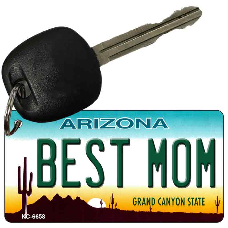 Best Mom Arizona State License Plate Tag Key Chain KC-6658