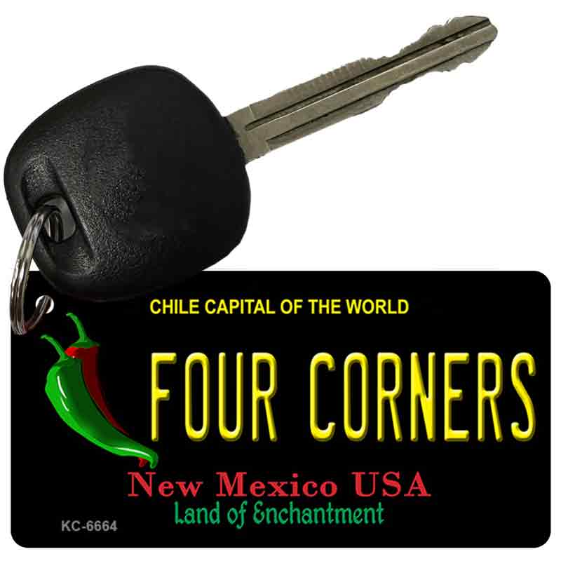 Four Corners Black New Mexico Novelty Metal Key Chain KC-6664