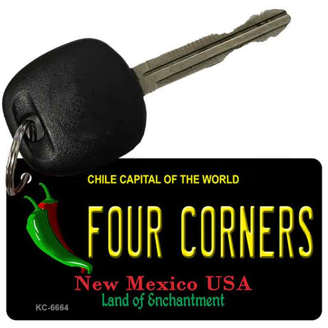 Four Corners Black New Mexico Novelty Metal Key Chain KC-6664