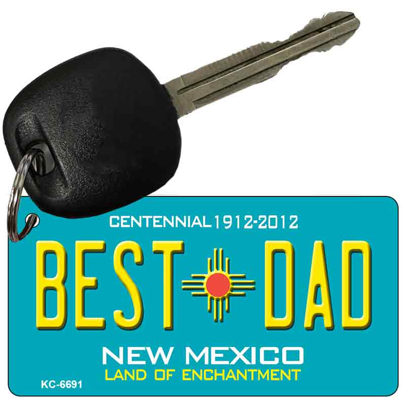 Best Dad Teal New Mexico Novelty Metal Key Chain KC-6691