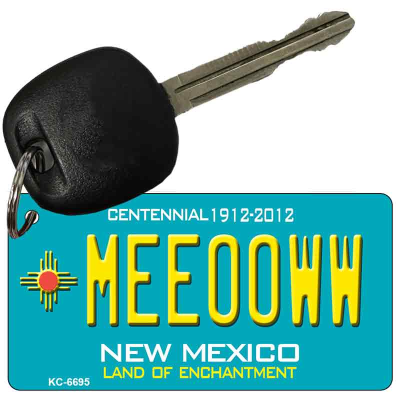 Meeooww Teal New Mexico Novelty Metal Key Chain KC-6695