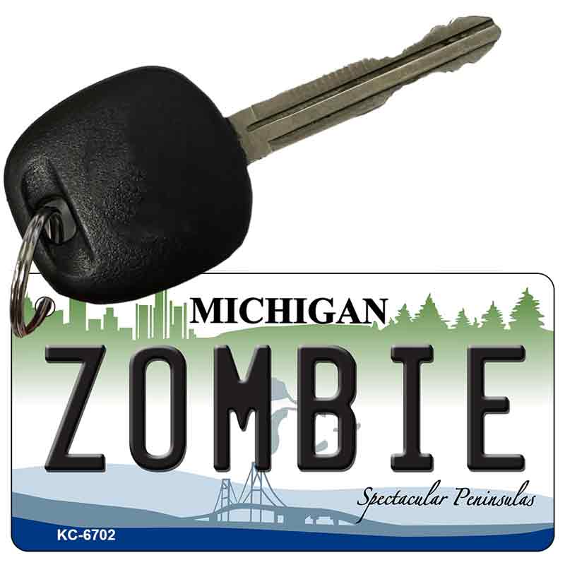 Zombie Michigan State License Plate Tag Novelty Key Chain KC-6702