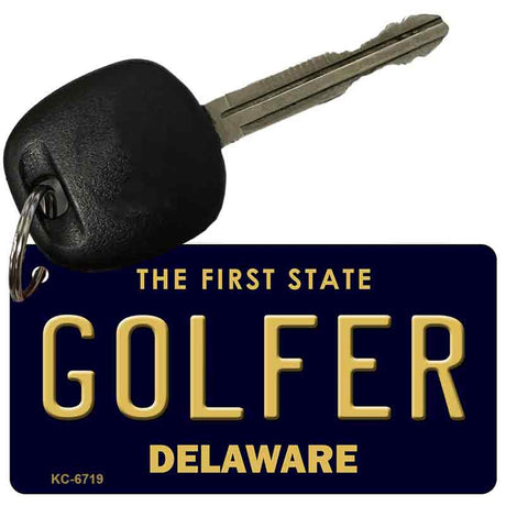 Golfer Delaware State License Plate Tag Key Chain KC-6719