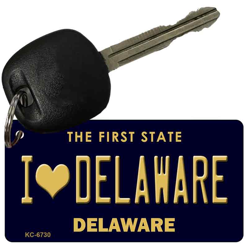 I Love Delaware State License Plate Tag Key Chain KC-6730