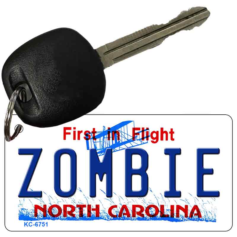 Zombie North Carolina State License Plate Tag Key Chain KC-6751