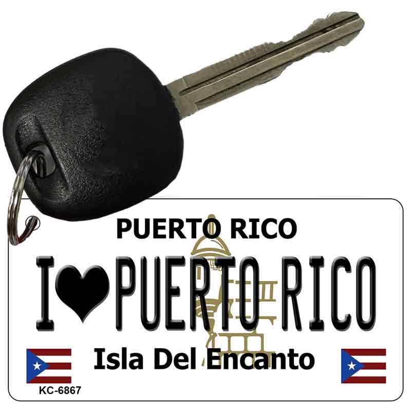 I Love Puerto Rico Flag Novelty Aluminum Key Chain KC-6867