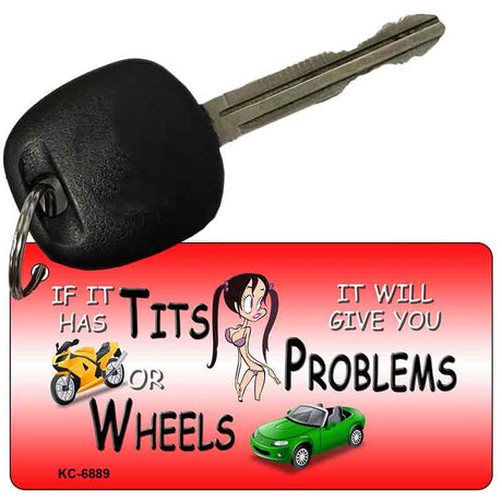 Tits Or Wheels Novelty Aluminum Key Chain KC-6889