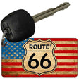 Route 66 Distressed American Flag Novelty Aluminum Key Chain KC-7869