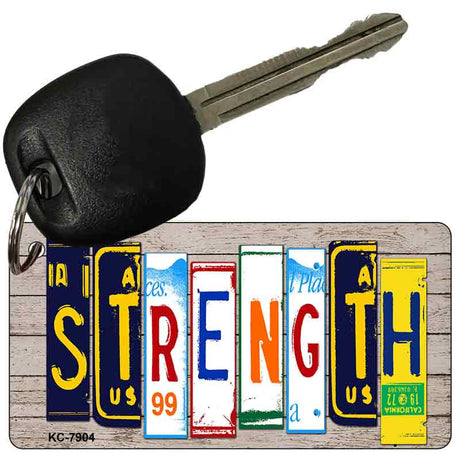 Strength Wood Cut Letter Novelty Aluminum Key Chain KC-7904