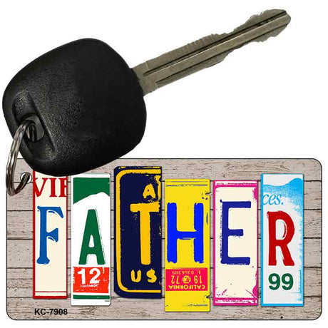 Father Wood Cut Letter Novelty Aluminum Key Chain KC-7908