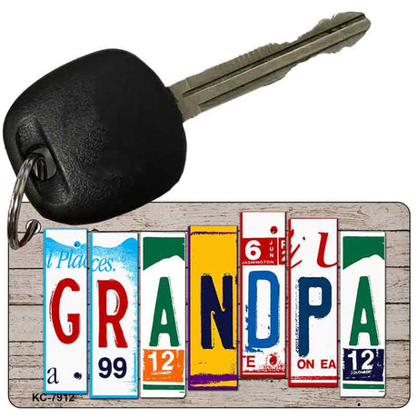 Grandpa Wood Cut Letter Novelty Aluminum Key Chain KC-7912