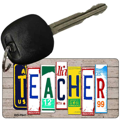 Teacher Wood Cut Letter Novelty Aluminum Key Chain KC-7941