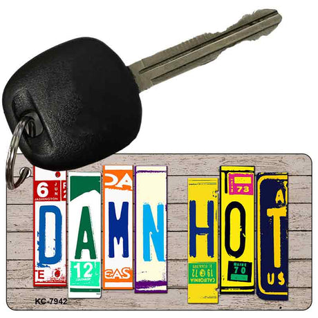 Damn Hot Wood Cut Letter Novelty Aluminum Key Chain KC-7942