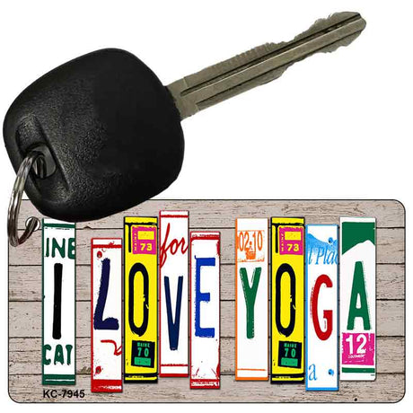 I Love Yoga Wood Cut Letter Novelty Aluminum Key Chain KC-7945