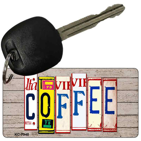 Coffee Wood Cut Letter Novelty Aluminum Key Chain KC-7948